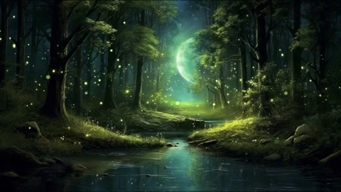 A Scenic View in the Woods At Night Stock Footage 240845835