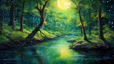 A Scenic View in the Woods With A River Stock Footage 240845844