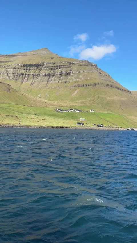 Scenic views from ferry crossing between Klaksvik and Kalsoy Island, Faroe  Stock Footage 331271346