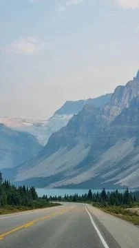 Scenic views on Icefields Parkway between Banff National Park and Jasper in A Stock Photos