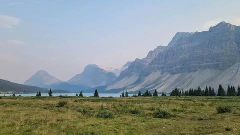 Scenic views on Icefields Parkway between Banff National Park and Jasper in A Foto stock