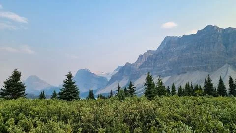 Scenic views on Icefields Parkway between Banff National Park and Jasper in A Foto stock