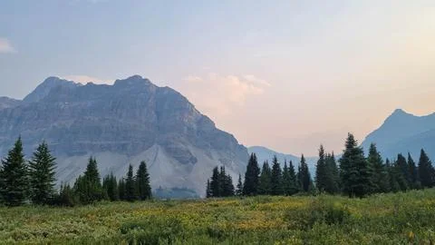Scenic views on Icefields Parkway between Banff National Park and Jasper in A Stock Photos