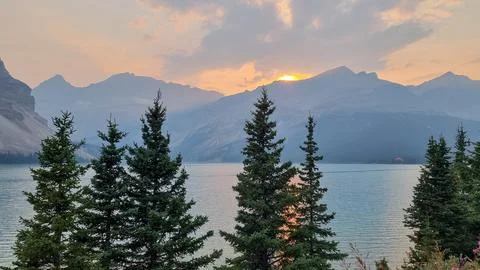 Scenic views on Icefields Parkway between Banff National Park and Jasper in A Foto stock