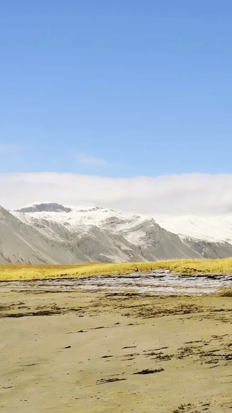 Scenic volcanic landscape with lava fields, green grasslands  in West and North 動画素材 320279473