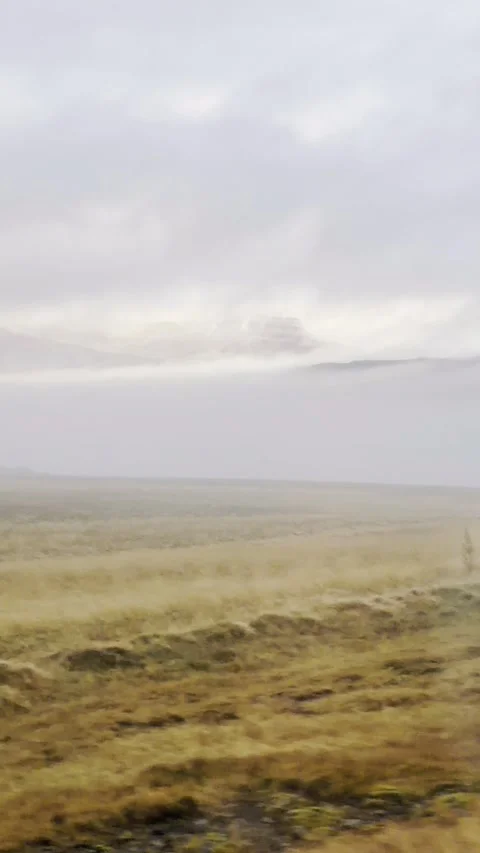 Scenic volcanic landscape with lava fields, green grasslands  in West and North 動画素材 320510001