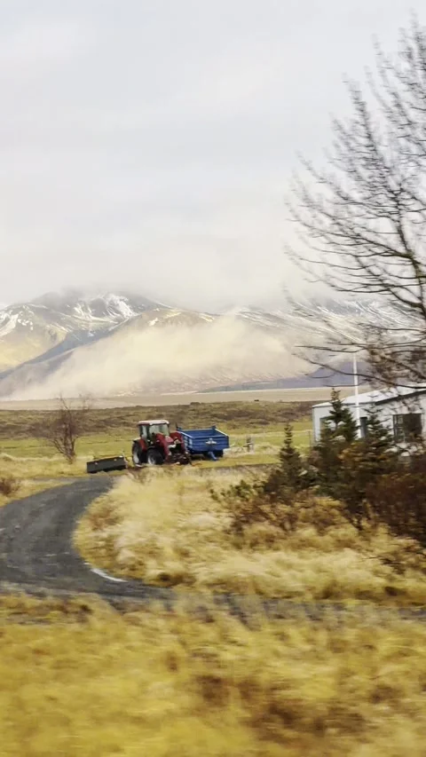 Scenic volcanic landscape with lava fields, green grasslands  in West and North 動画素材 320510091
