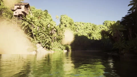 Scenic water view, Dramatic perspective highlighting nature and light Stock Footage 331525758