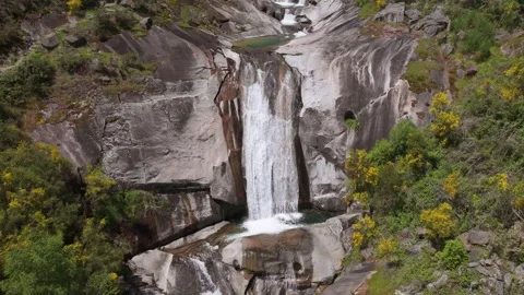 Scenic Waterfall Of The Cerves River In As Mestas, Melon, Galicia, Spain Stock Footage 313602307