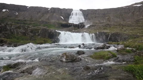 Scenic waterfall, Dynjandi Video stock 51962979