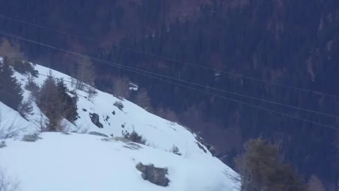 Scenic winter mountain landscape from a moving train window view Stock-Footage 328007283