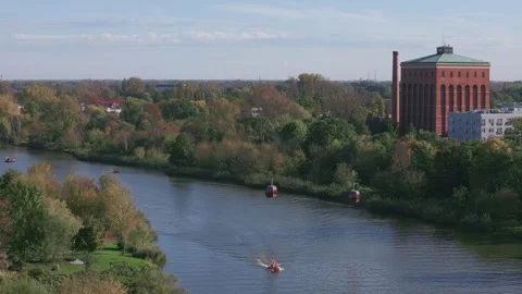 Scenic Wroclaw and Oder river with transportation Stock Footage 271573162