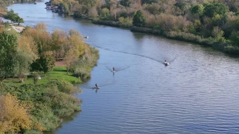 Scenic Wroclaw and Oder river with transportation Stock Footage 271573386