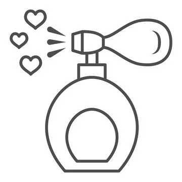 Scent of love from bottle thin line icon, Valentines Day concept, perfume bottle Stock-Illustration
