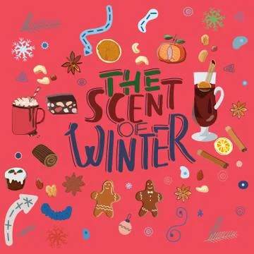 Scent of winter with elements. 스톡 일러스트