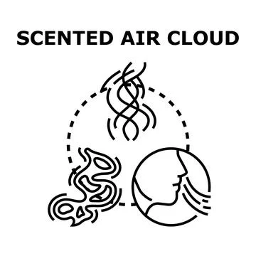 Scented air cloud aroma concept smelling process Stock Illustration