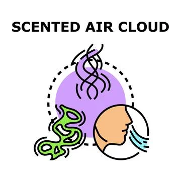 Scented air cloud aroma concept smelling process Stock Illustration