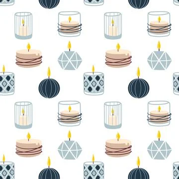 Scented burning candles pattern.Spa, aromatherapy Illustrazione stock