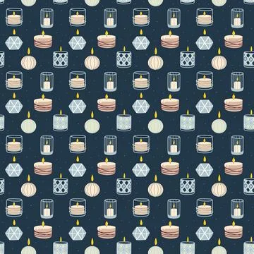 Scented burning candles pattern.Spa, aromatherapy Illustrazione stock