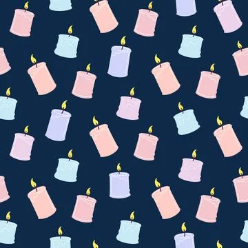 Scented burning candles seamless pattern Stock Illustration