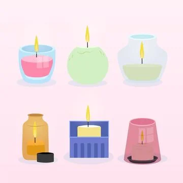 Scented candle collection flat design Stock Illustration