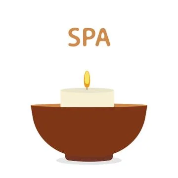 Scented candle, spa, aromatherapy vector icon, flat cartoon illustration design Stock Illustration