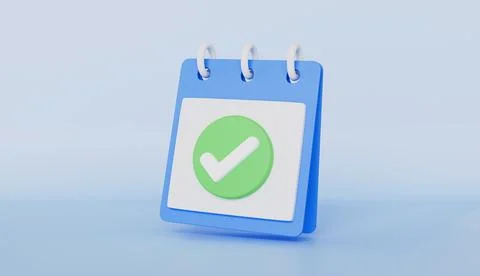 Schedule and confirmation, Floating calendar with checkmark concept Stock Illustration
