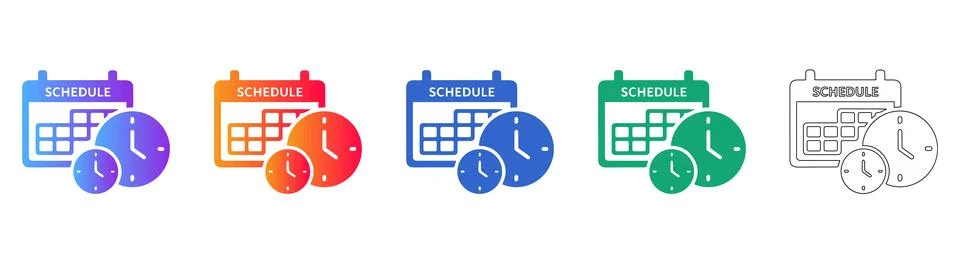 Schedule and Time Management Icon Set Stock Illustration