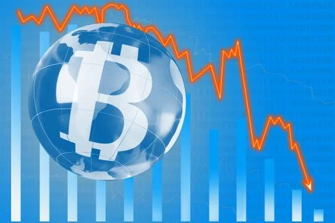 Schedule Bitcoin fall .Financial chart of currency value 스톡 일러스트