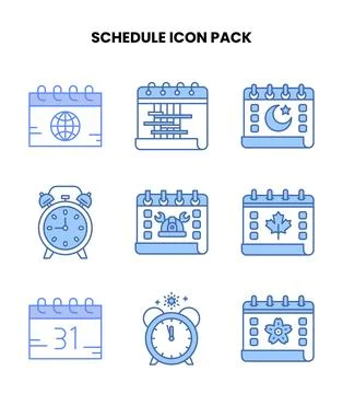 Schedule Blue Icons Pack Stock-Illustration