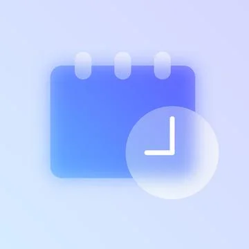 Schedule calendar clock glassmorphism icon. イラスト素材