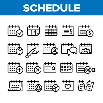 Schedule Collection Elements Icons Set Vector Stock Illustration