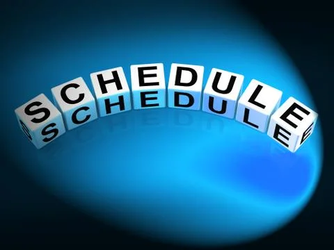 Schedule dice mean program itinerary and organize agenda Illustration