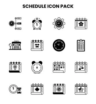 Schedule DuoTone Set Icons Pack Stock Illustration