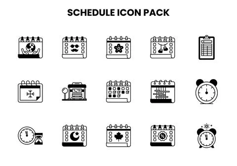 Schedule DuoTone Set Icons Pack Stock Illustration