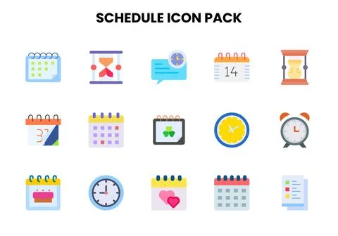 Schedule Flat Design Icons Pack Stock Illustration