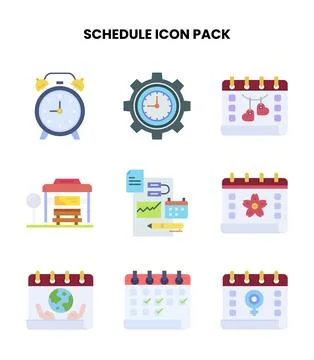 Schedule Flat Design Icons Pack Ilustración de archivo