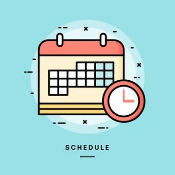 Schedule, flat design thin line banner. Stock Illustration
