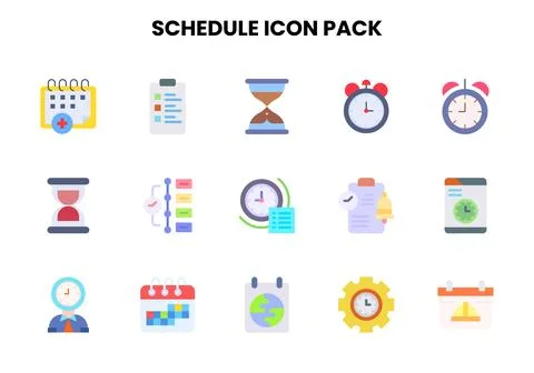 Schedule Flat Vector Icons Pack Stock-Illustration