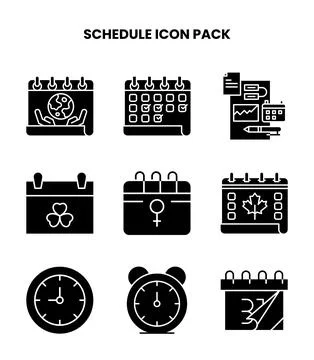 Schedule Glyph Collection Icons Pack Stock-Illustration