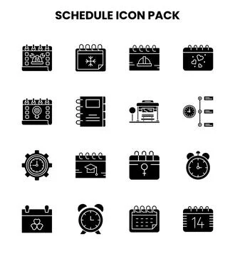 Schedule Glyph Icons Pack Stock Illustration