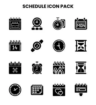 Schedule Glyph Set Icons Pack Stock-Illustration