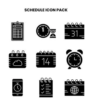 Schedule Glyph UI Icons Pack Stock Illustration