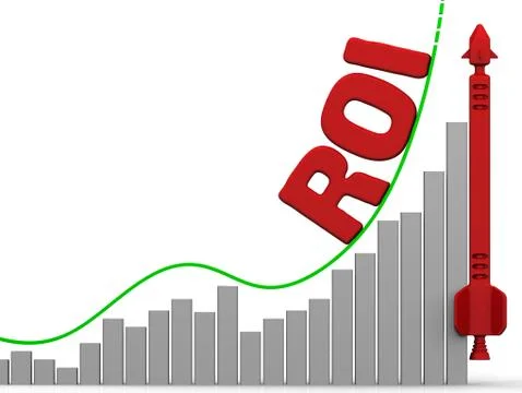 The schedule of growth of ROI (Return On Investment) 스톡 일러스트