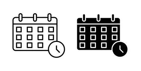 Schedule icon in black and white. vector icon pack for websites Illustrazione stock