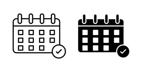 Schedule icon in black and white. vector icon pack for websites Illustrazione stock