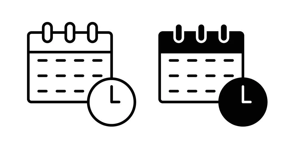 Schedule icon black vector isolated on white Illustrazione stock