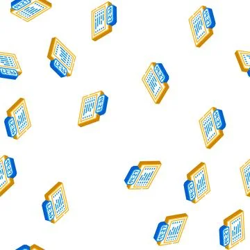 Schedule information isometric icon seamless pattern Stock Illustration