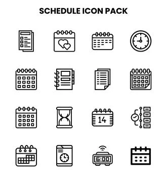 Schedule Line Design Icons Pack Stock-Illustration