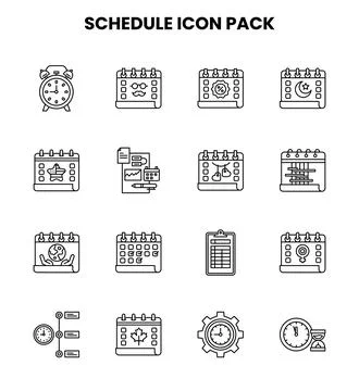 Schedule Line Design Icons Pack Stock-Illustration